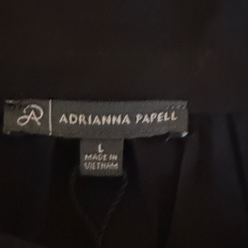 Adrianna Papell Women's Black Silky Top w/ Brocade Trim On Collar/Cuffs L NWT ❤️ - Picture 10 of 12